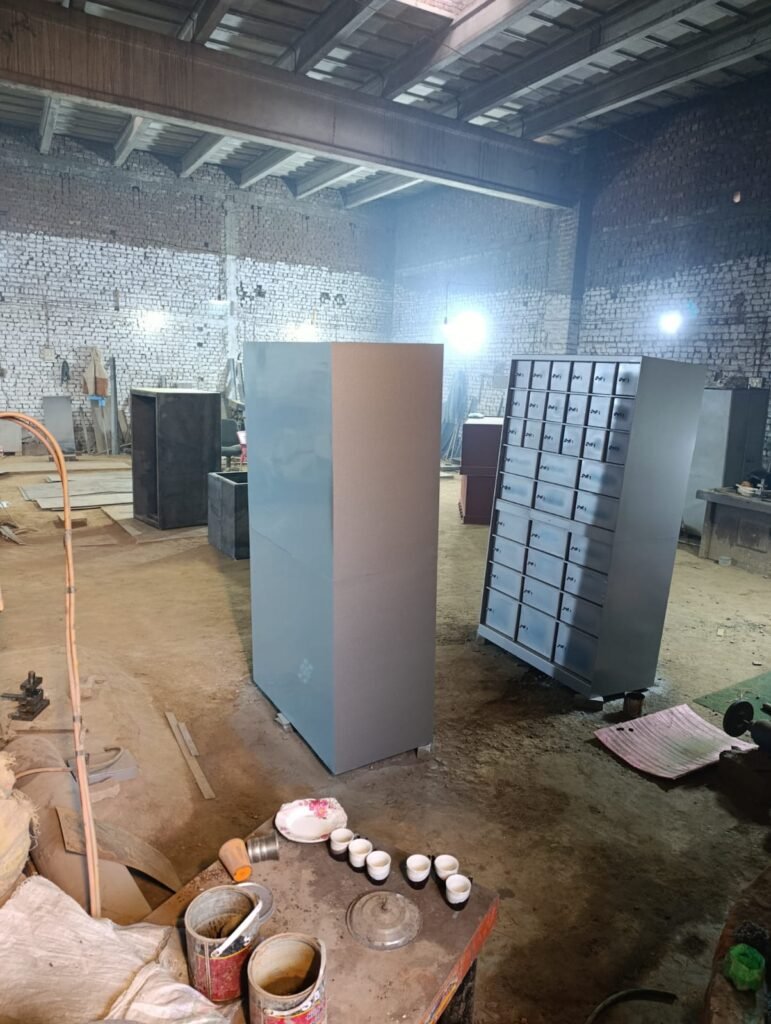 Safes and locker cabinets in the workshop